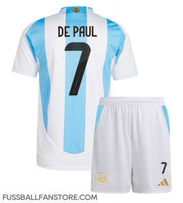 Argentinien Rodrigo De Paul #7 Replik Heimtrikot Kinder Copa America 2024 Kurzarm (+ Kurze Hosen)
